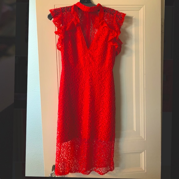 Alexis red lace Body Con dress - Picture 1 of 3